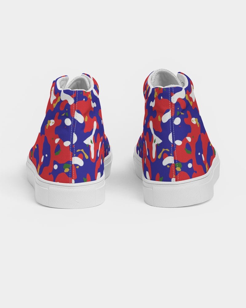 Haiti Flag Camo Women's Hightop Canvas Shoe - Conscious Apparel Store