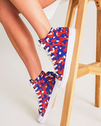 Haiti Flag Camo Women's Hightop Canvas Shoe - Conscious Apparel Store