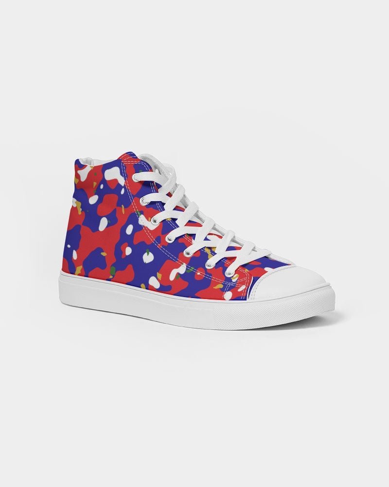 Haiti Flag Camo Women's Hightop Canvas Shoe - Conscious Apparel Store