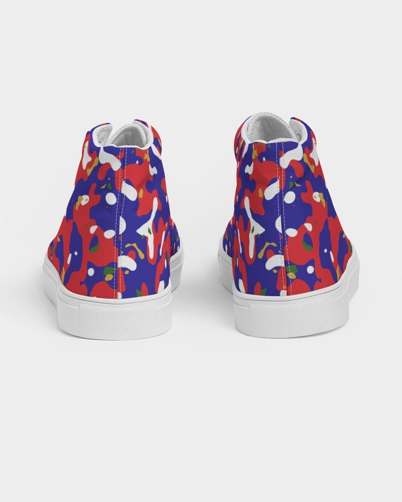 Haiti Flag Camo Women's Hightop Canvas Shoe - Conscious Apparel Store