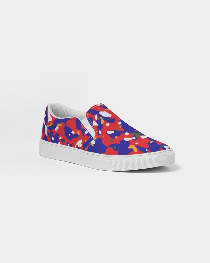Haiti Flag Camo Women's Slip-On Canvas Shoe - Conscious Apparel Store