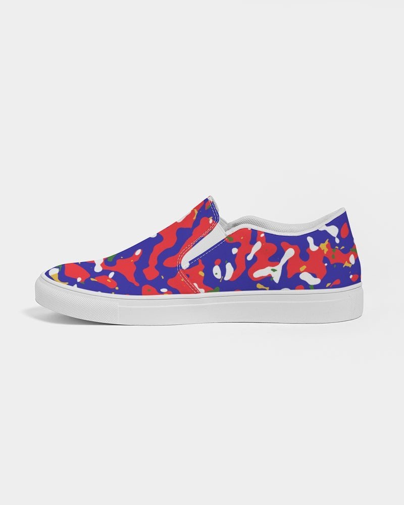 Haiti Flag Camo Women's Slip-On Canvas Shoe - Conscious Apparel Store