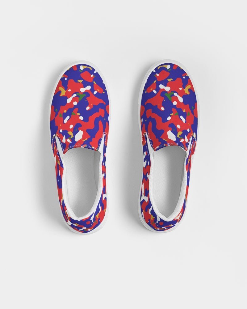 Haiti Flag Camo Women's Slip-On Canvas Shoe - Conscious Apparel Store