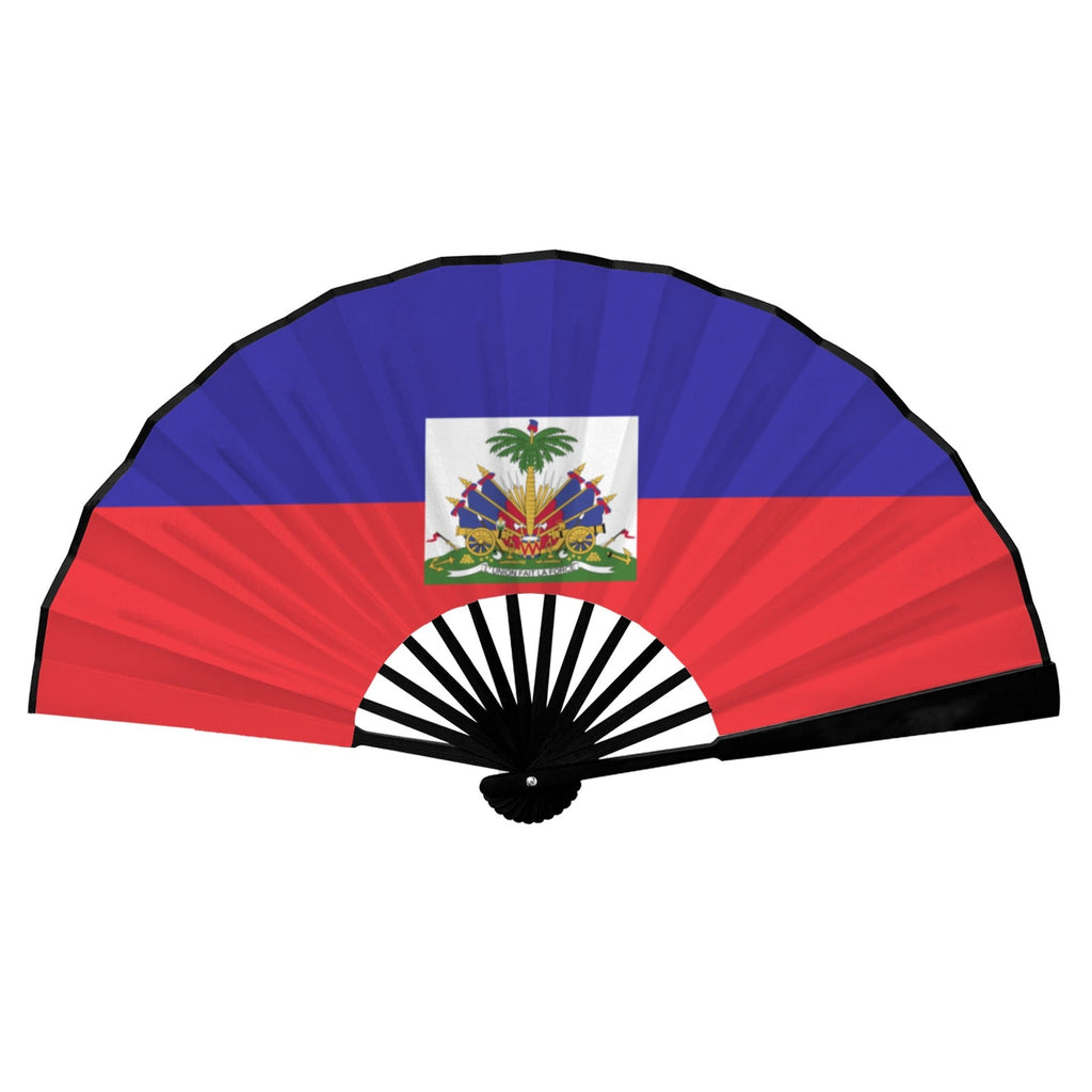 Haiti Flag Double-Sided Custom Folding Fan - Conscious Apparel Store