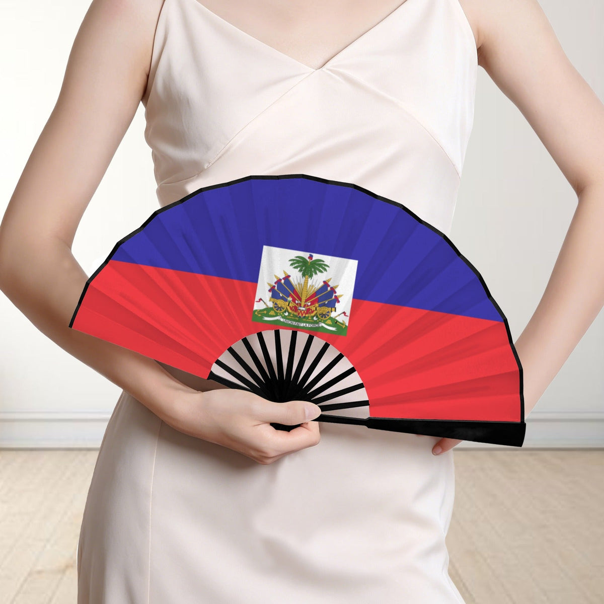 Haiti Flag Double-Sided Custom Folding Fan - Conscious Apparel Store