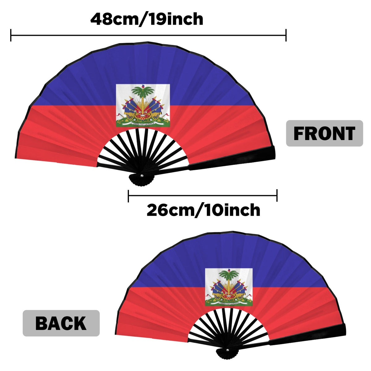 Haiti Flag Double-Sided Custom Folding Fan - Conscious Apparel Store