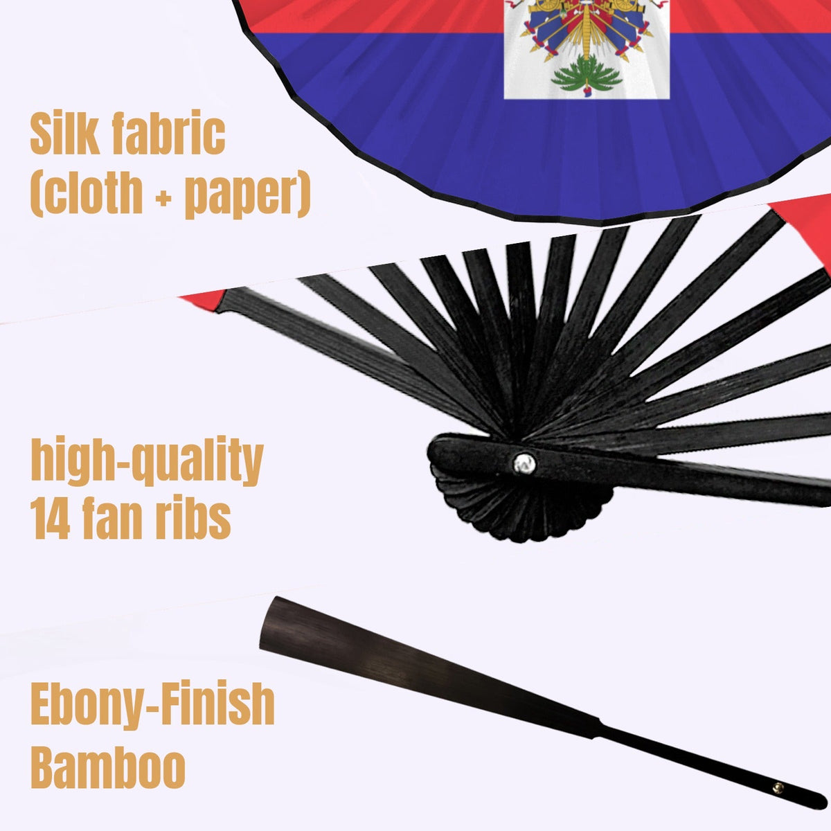 Haiti Flag Double-Sided Custom Folding Fan - Conscious Apparel Store