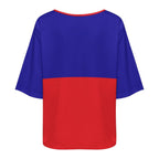 Haiti Flag Women’s Loose Half-Sleeve Boat Neck T-Shirt - Conscious Apparel Store