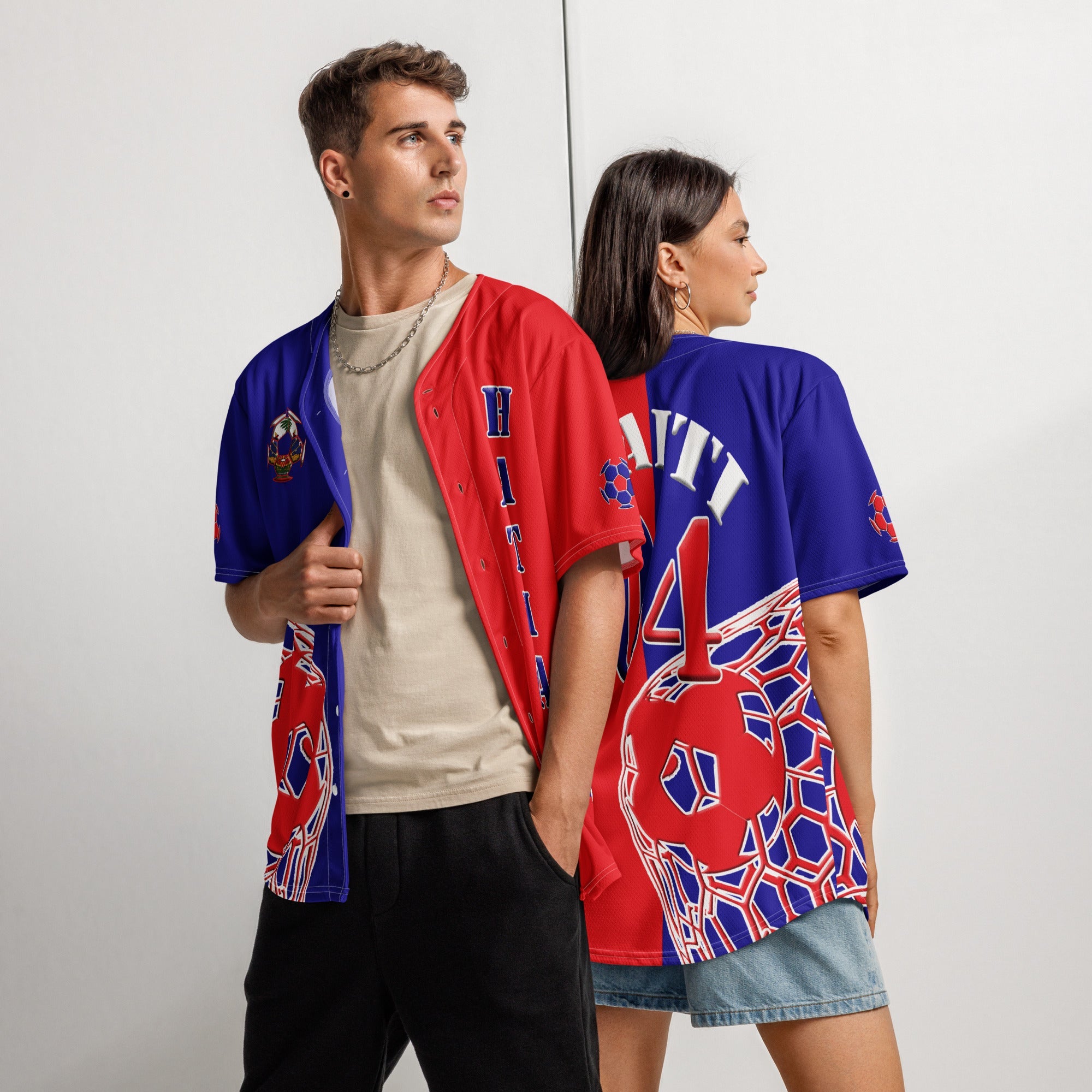 Haiti Football Themed Button-Down Sport Jersey - Conscious Apparel Store