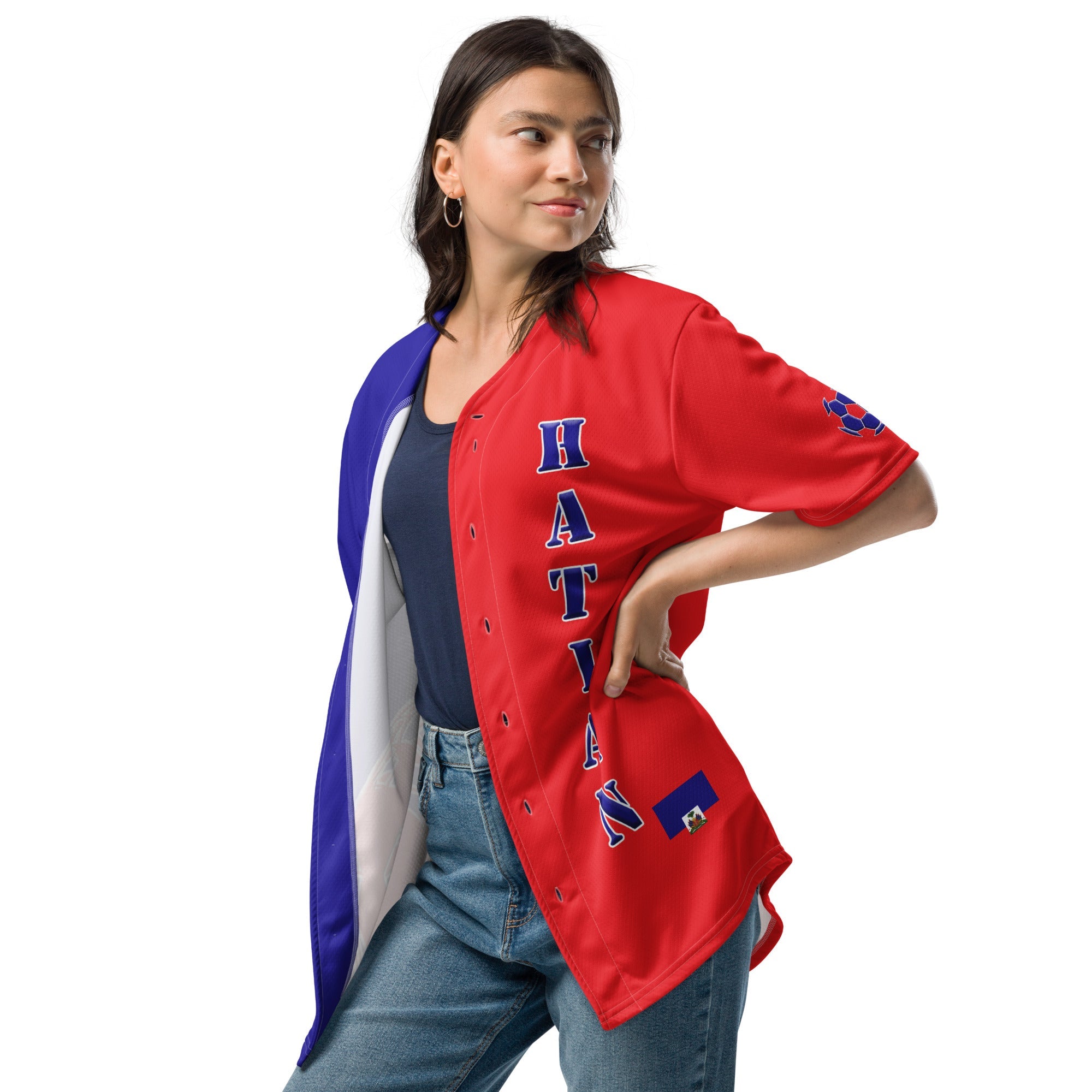 Haiti Football Themed Button-Down Sport Jersey - Conscious Apparel Store