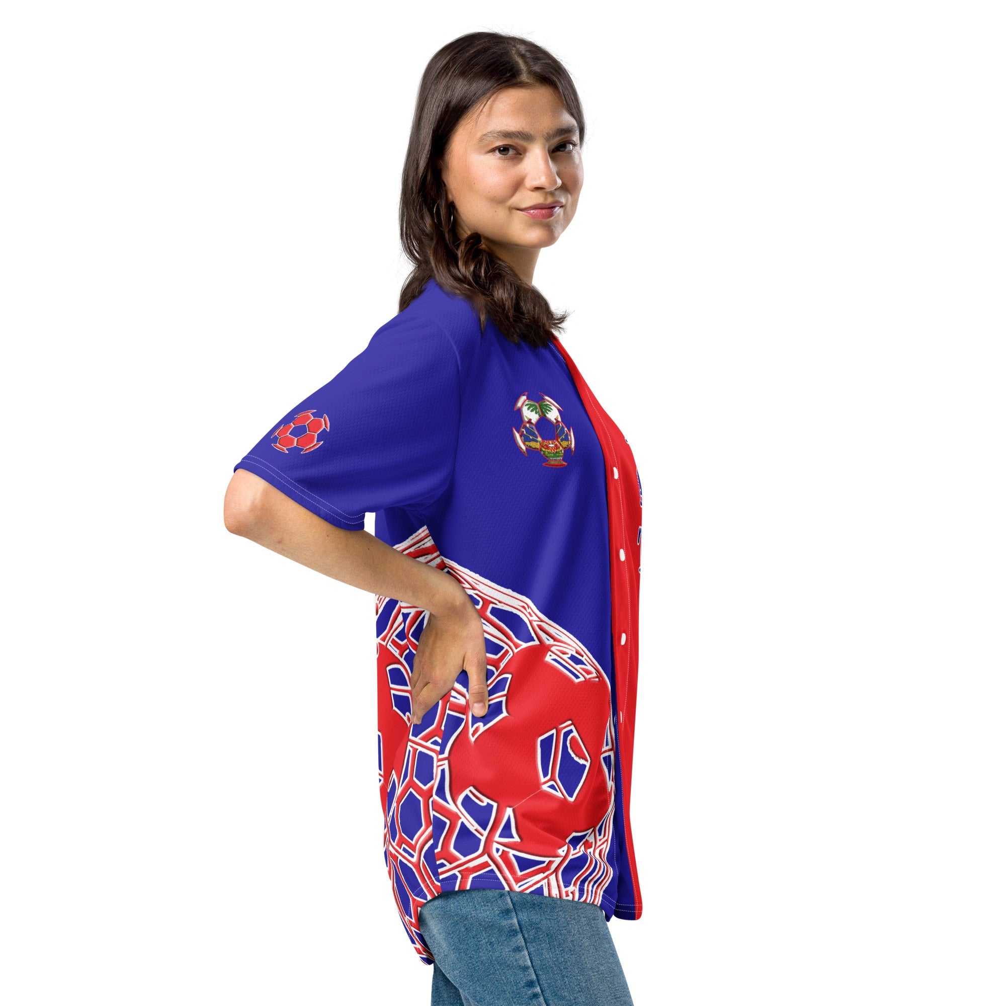 Haiti Football Themed Button-Down Sport Jersey - Conscious Apparel Store