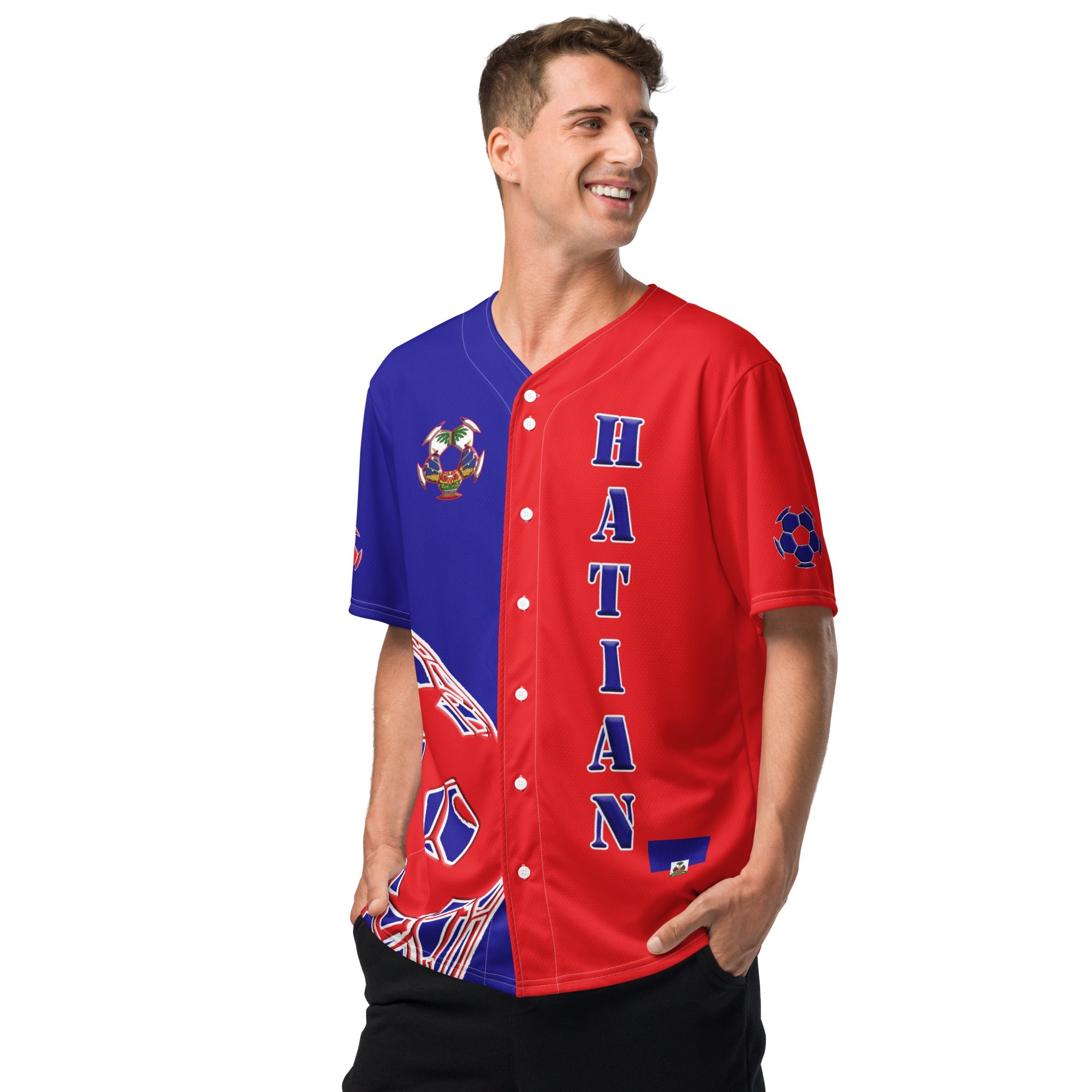Haiti Football Themed Button-Down Sport Jersey - Conscious Apparel Store