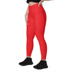 Haiti Red Leggings with pockets - Conscious Apparel Store