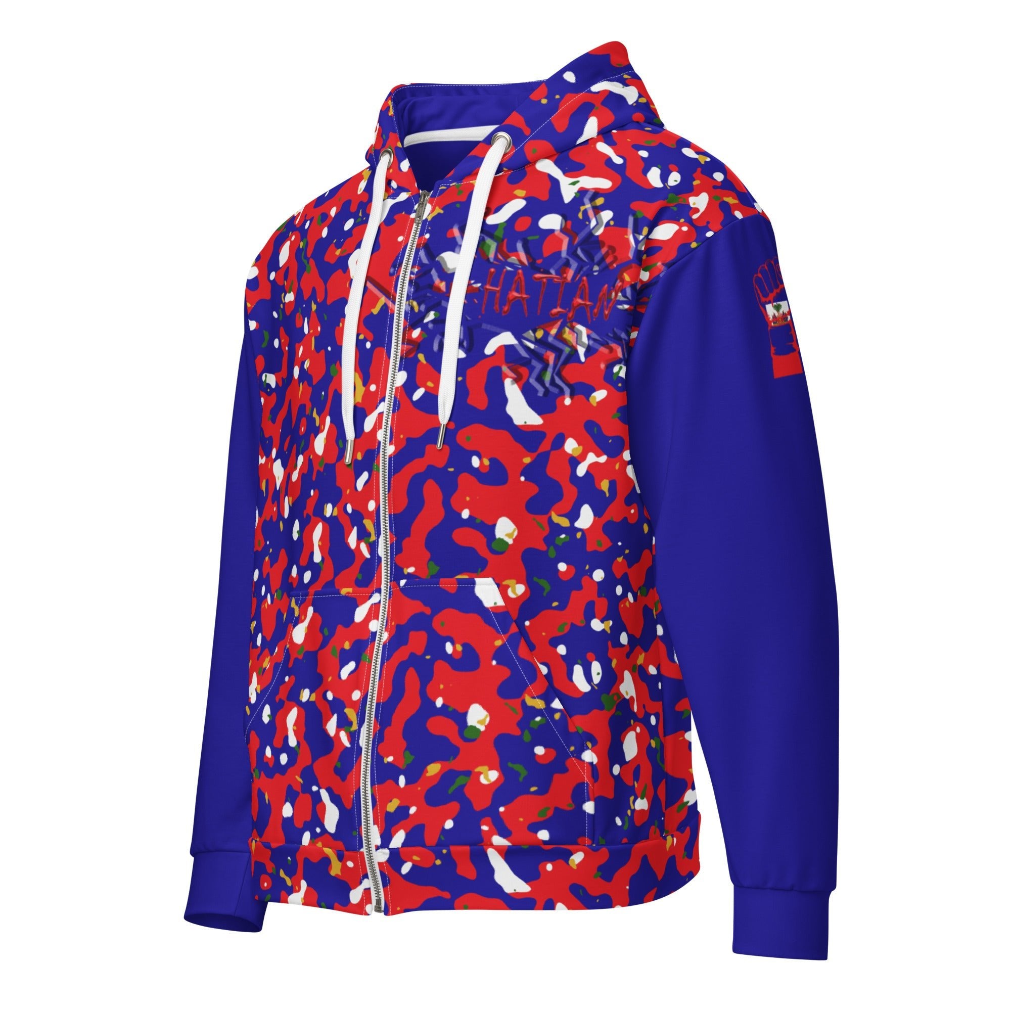 Haitian Flag Camo Unisex zip hoodie - Conscious Apparel Store