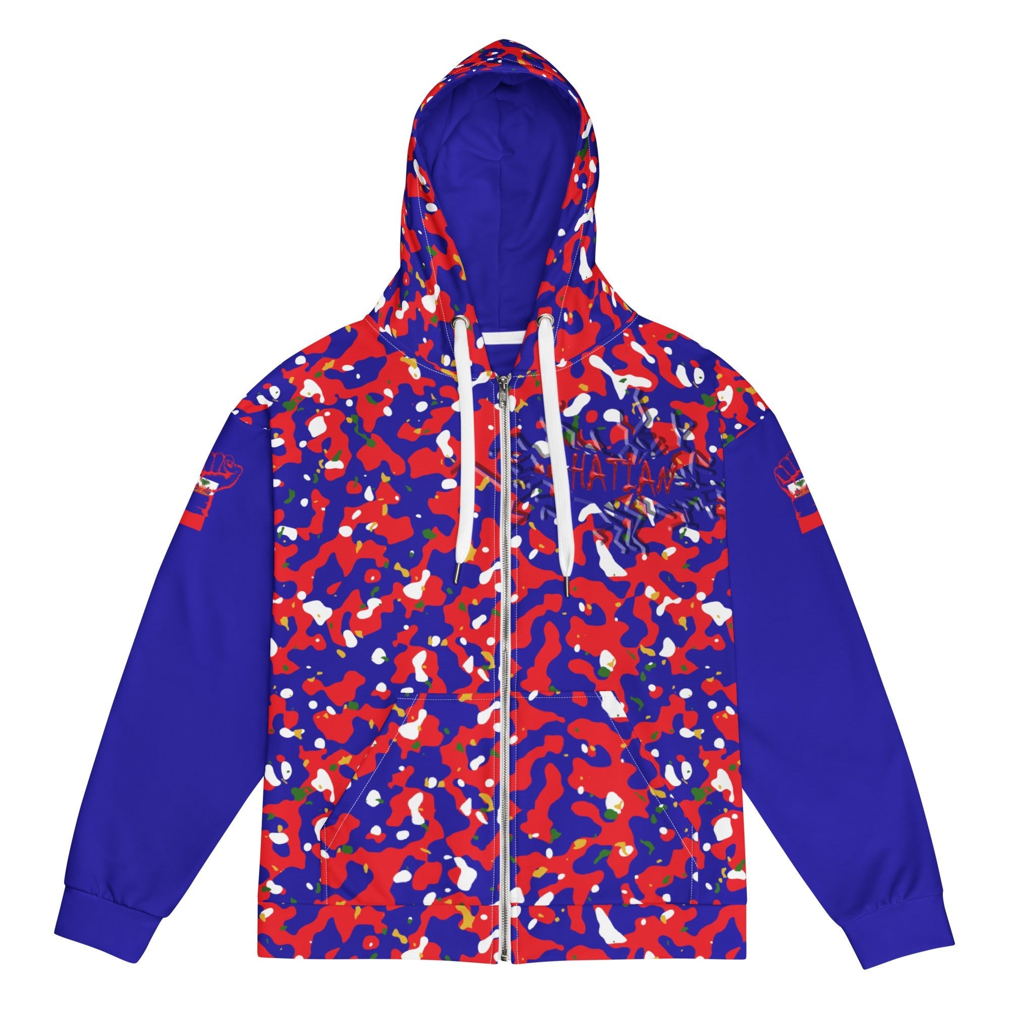 Haitian Flag Camo Unisex zip hoodie - Conscious Apparel Store