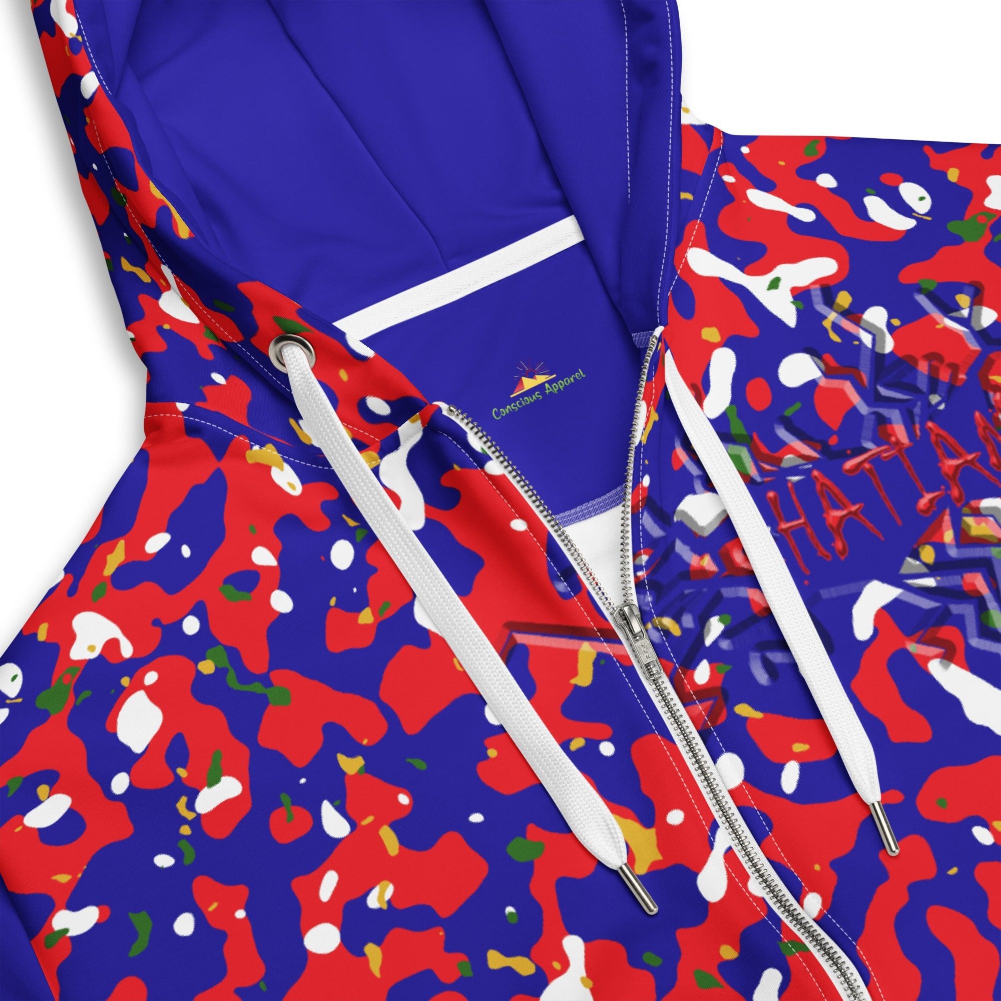 Haitian Flag Camo Unisex zip hoodie - Conscious Apparel Store