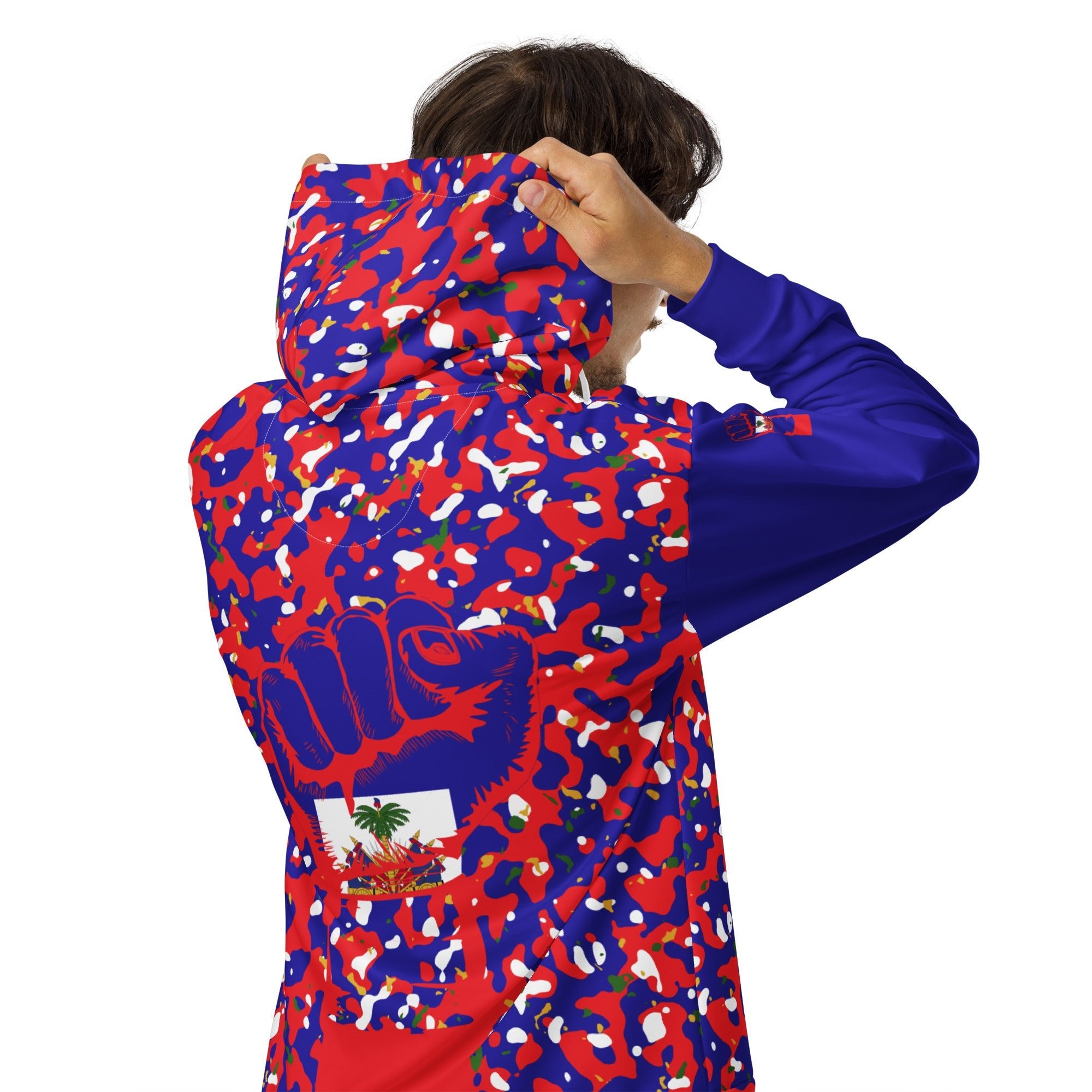 Haitian Flag Camo Unisex zip hoodie - Conscious Apparel Store