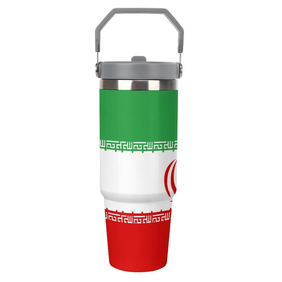 Iran Flag 30oz Tumbler with Top Handle - Conscious Apparel Store