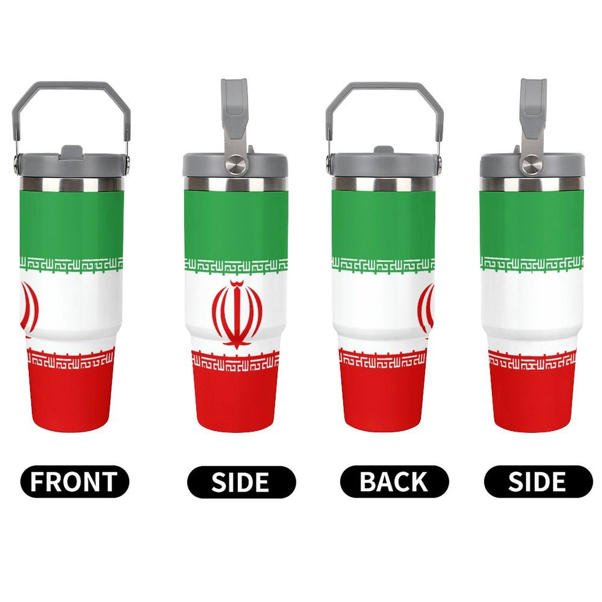 Iran Flag 30oz Tumbler with Top Handle - Conscious Apparel Store