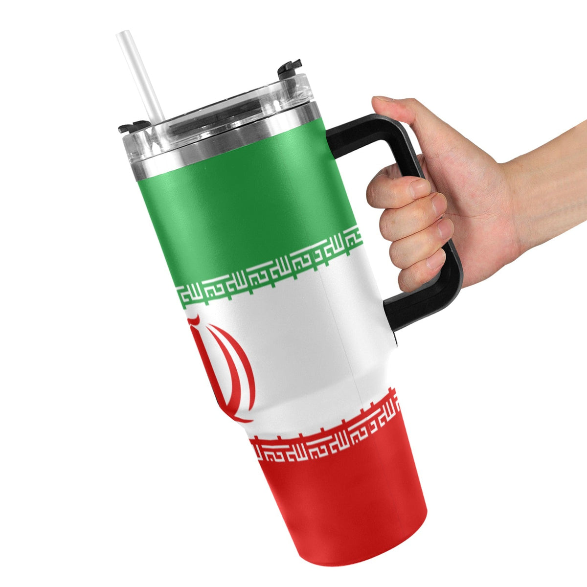 Iran FLag 40oz Tumbler with Black Handle - Conscious Apparel Store