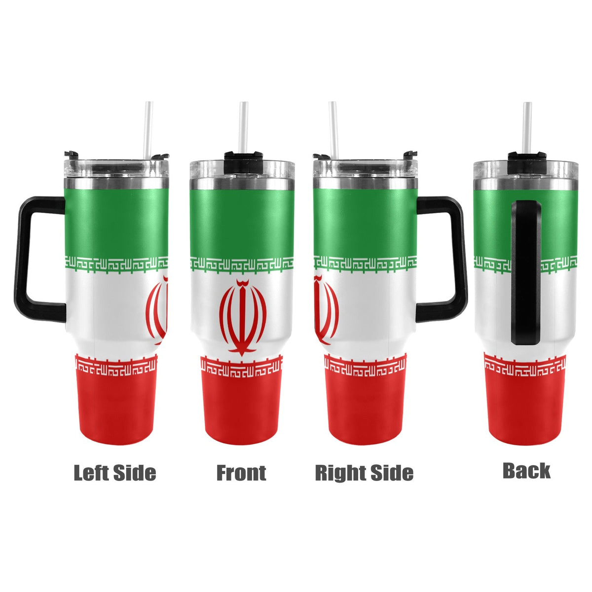 Iran FLag 40oz Tumbler with Black Handle - Conscious Apparel Store