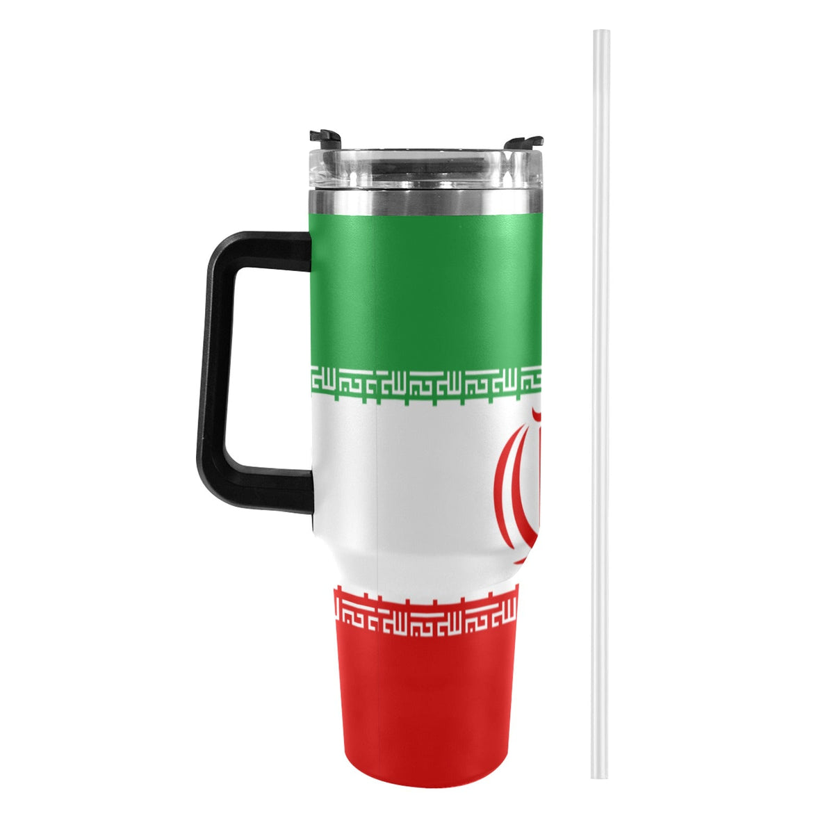 Iran FLag 40oz Tumbler with Black Handle - Conscious Apparel Store