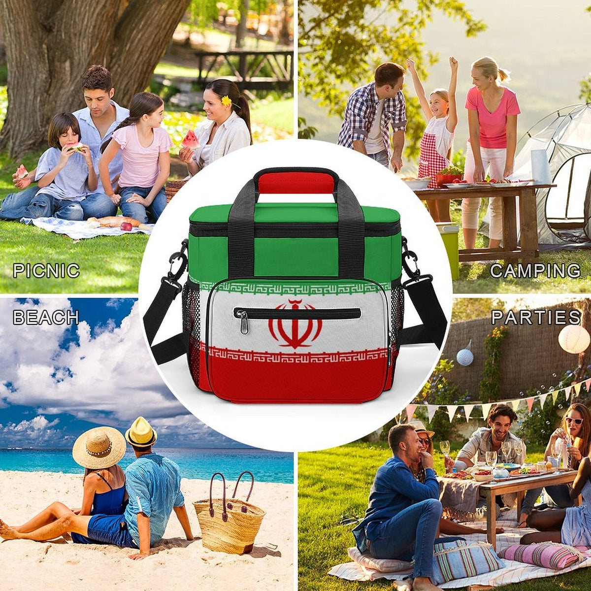 Iran Flag Camping Cooler Bag - Conscious Apparel Store