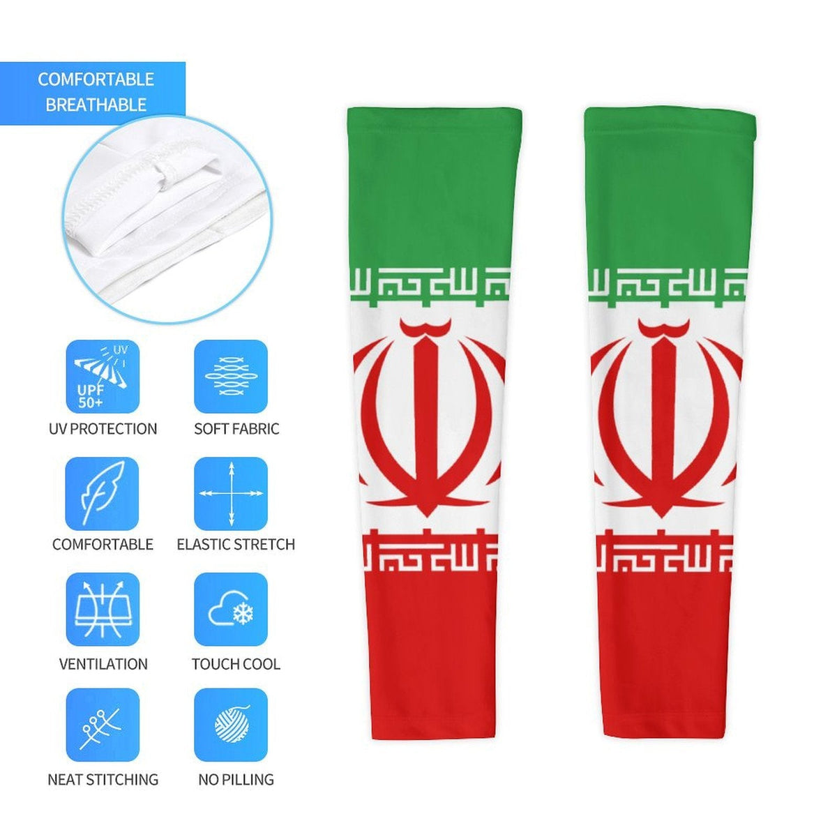 Iran Flag Cooling Compression Arm Sleeves - Conscious Apparel Store