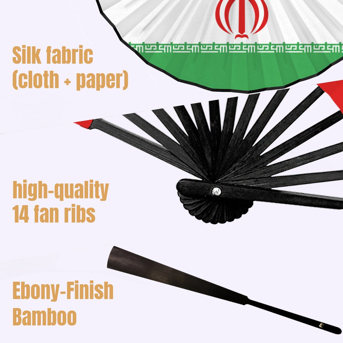 Iran Flag Double-Sided Folding Fan - Conscious Apparel Store