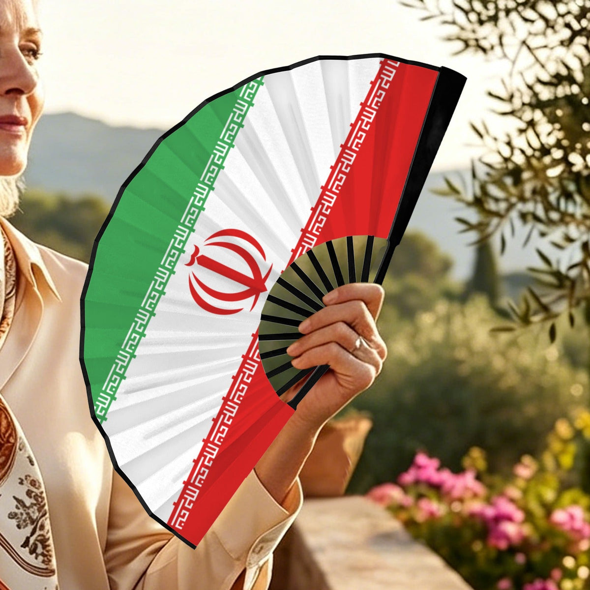 Iran Flag Double-Sided Folding Fan - Conscious Apparel Store