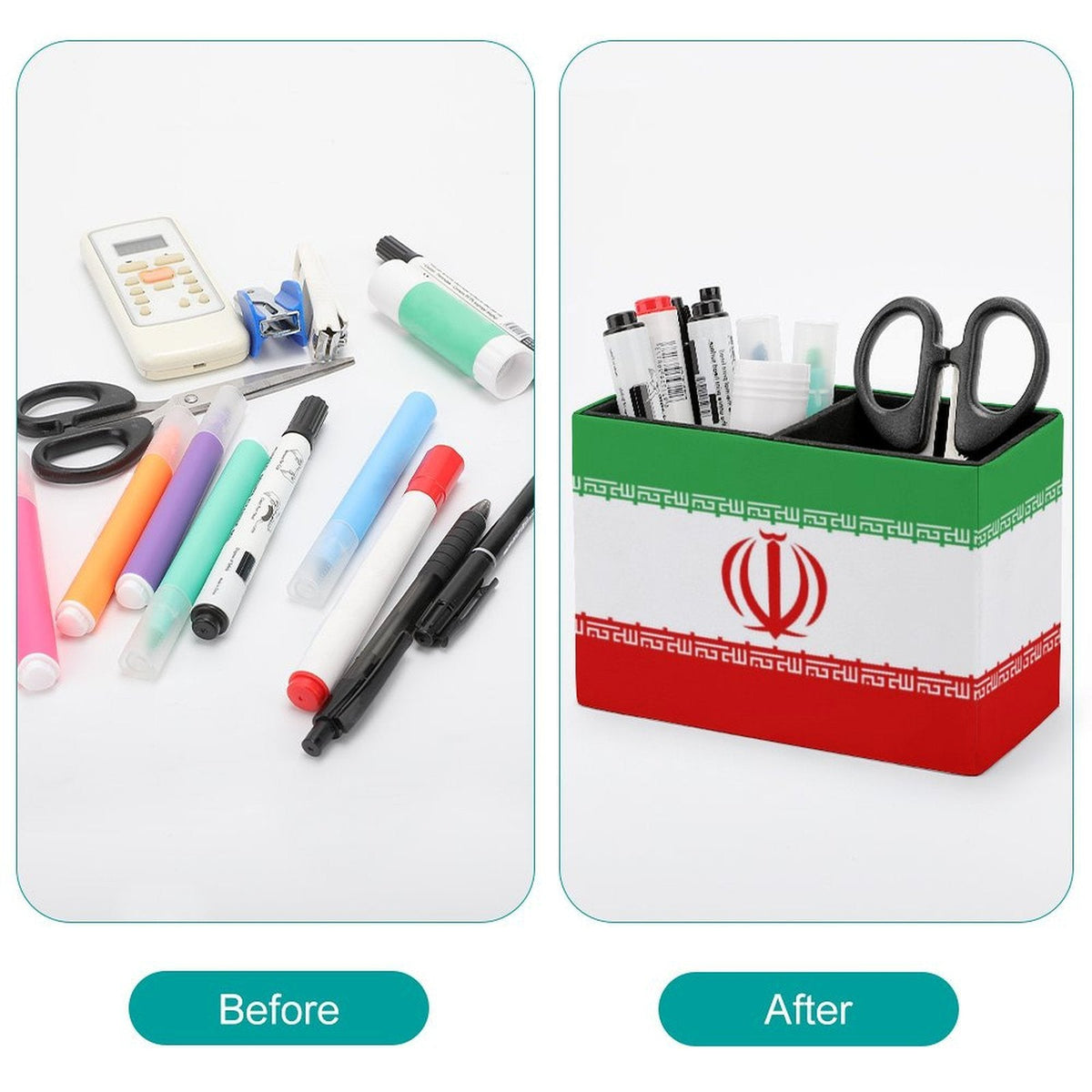 Iran Flag Leather Pen Holder - Conscious Apparel Store