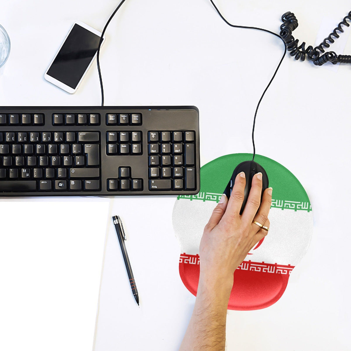 Iran Flag Mouse Pad with Wrist Rest Support - Conscious Apparel Store