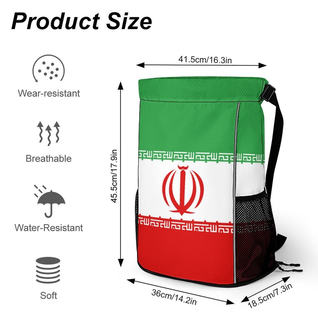 Iran Flag Sports Drawstring Bag - Conscious Apparel Store