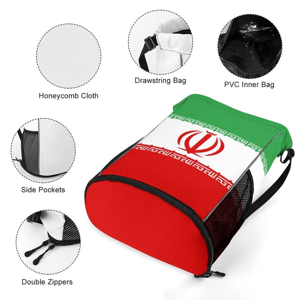 Iran Flag Sports Drawstring Bag - Conscious Apparel Store