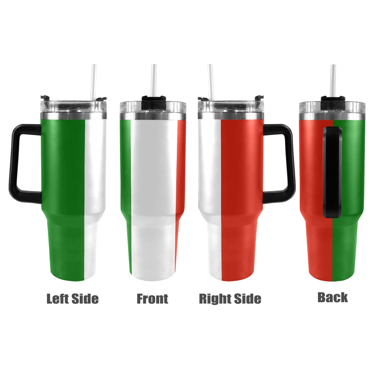 Italy Flag 40oz Tumbler with Black Handle - Conscious Apparel Store