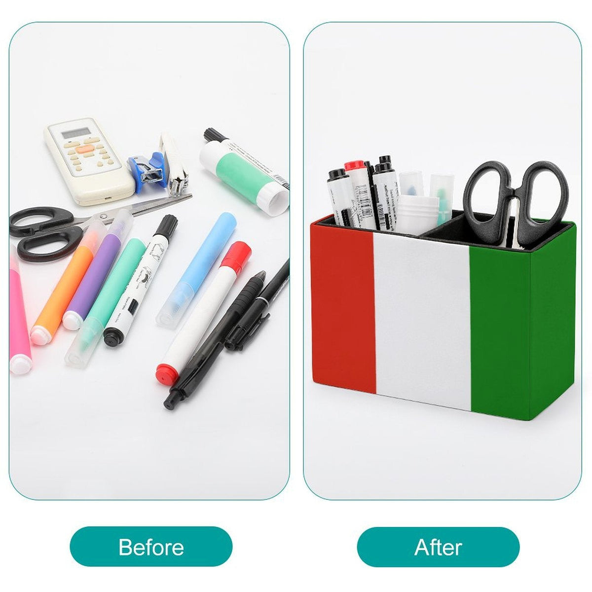 Italy Flag Leather Pen Holder - Conscious Apparel Store