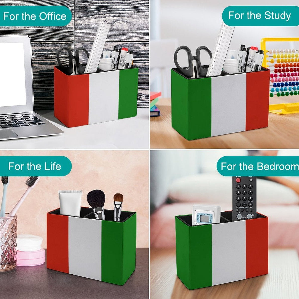 Italy Flag Leather Pen Holder - Conscious Apparel Store
