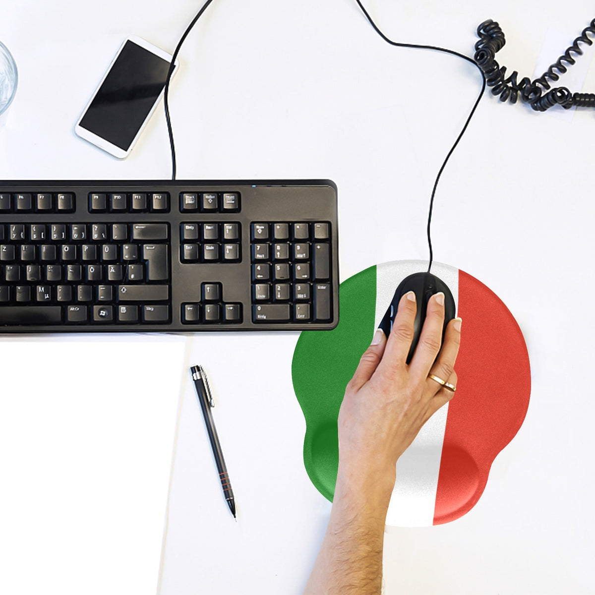 Italy Flag Mouse Pad with Wrist Rest Support - Conscious Apparel Store