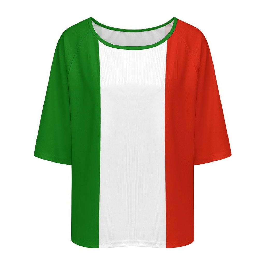 Italy Flag Women’s Loose Half-Sleeve Boat Neck T-Shirt - Conscious Apparel Store