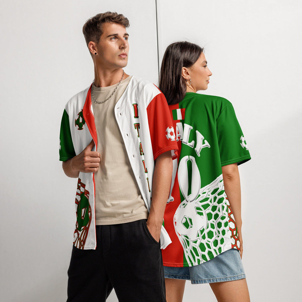 Italy Football Themed Button-Down Sport Jersey - Conscious Apparel Store