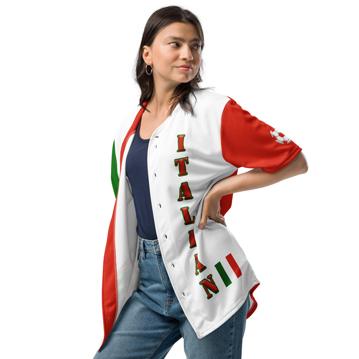 Italy Football Themed Button-Down Sport Jersey - Conscious Apparel Store