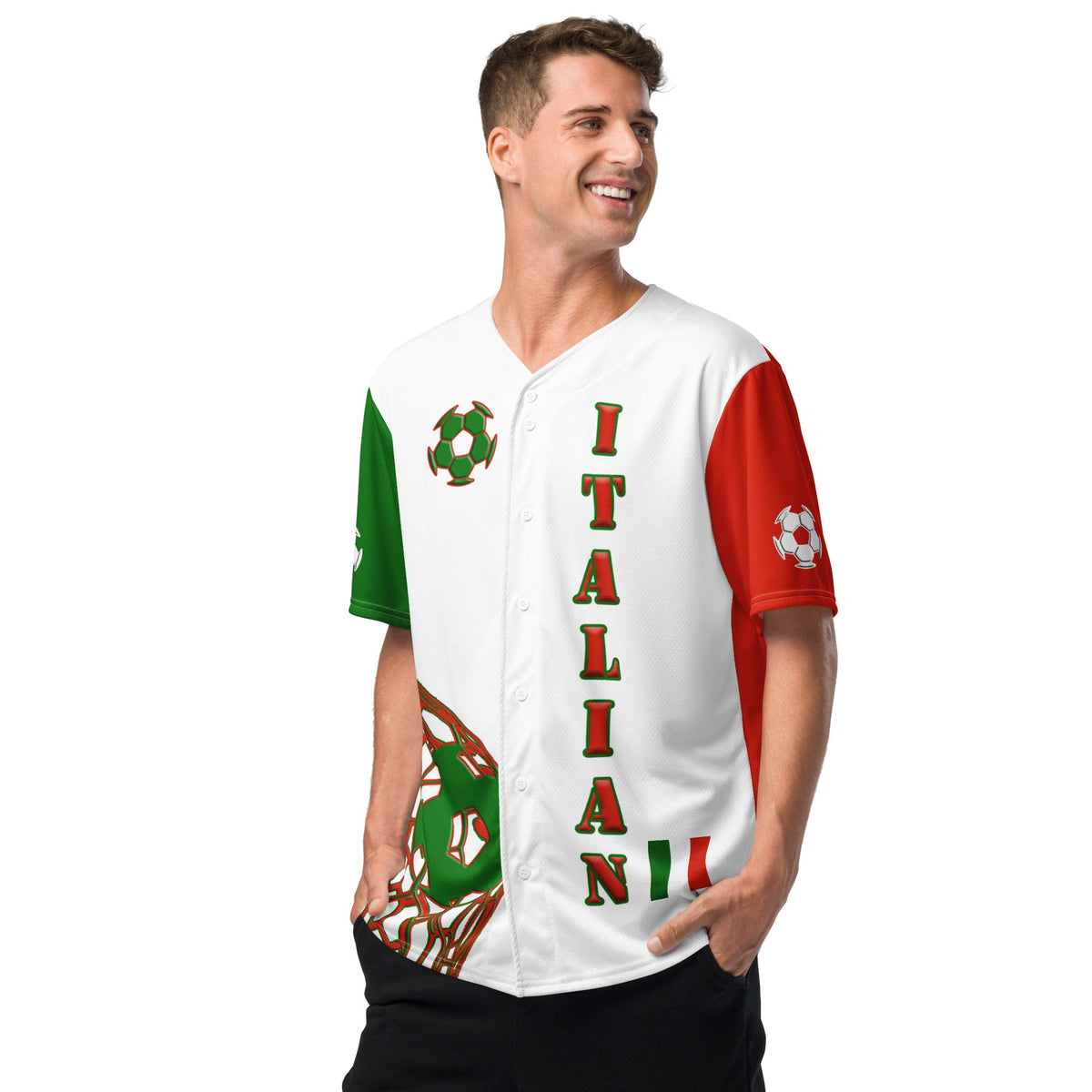 Italy Football Themed Button-Down Sport Jersey - Conscious Apparel Store