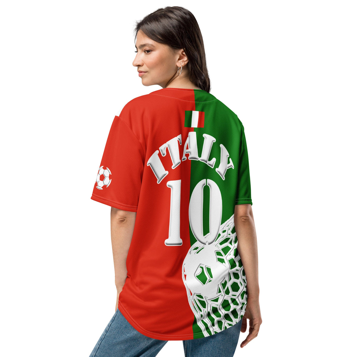 Italy Football Themed Button-Down Sport Jersey - Conscious Apparel Store