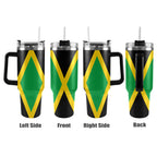 Jamaica Flag 40oz Tumbler with Black Handle - Conscious Apparel Store
