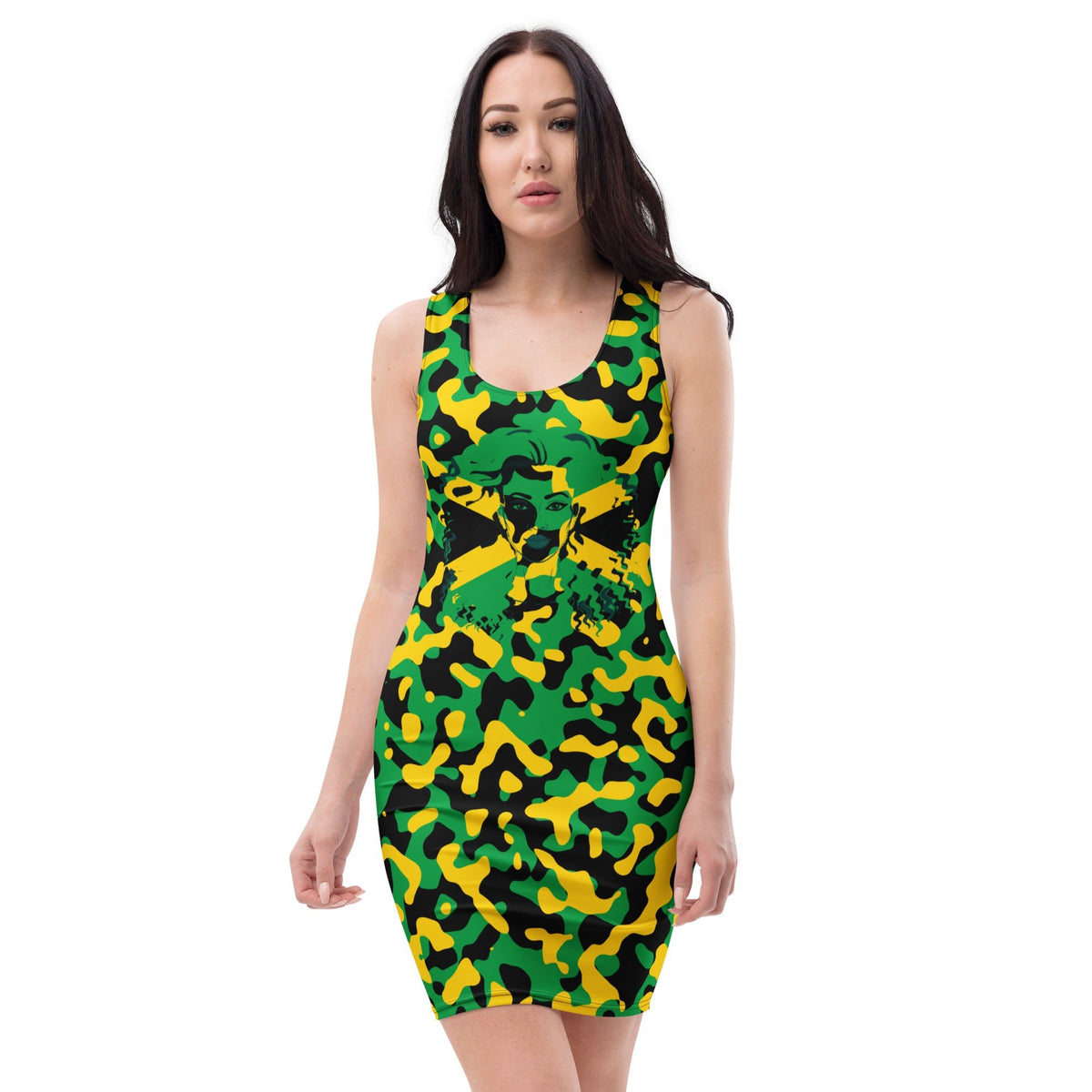 Jamaica Flag Camo Bodycon dress - Conscious Apparel Store