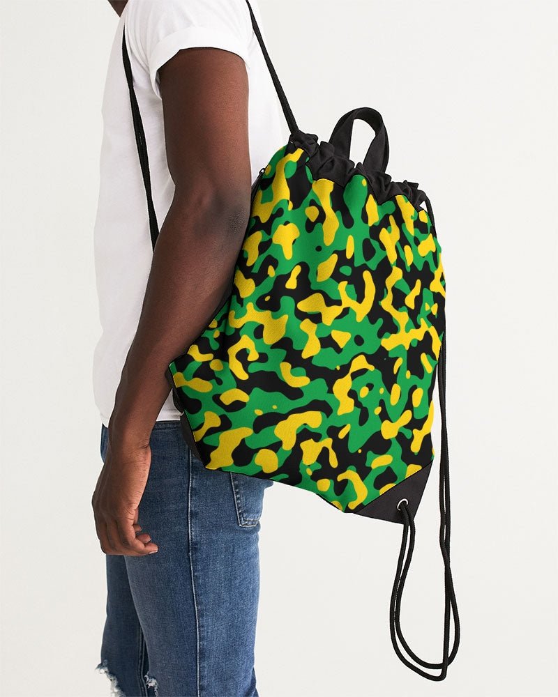 Jamaica Flag Camo Canvas Drawstring Bag - Conscious Apparel Store