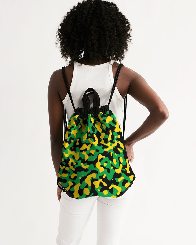 Jamaica Flag Camo Canvas Drawstring Bag - Conscious Apparel Store