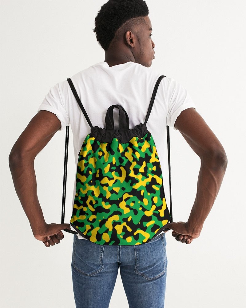 Jamaica Flag Camo Canvas Drawstring Bag - Conscious Apparel Store