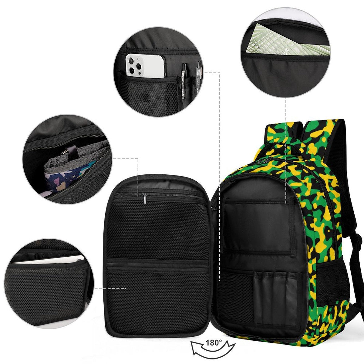 Jamaica Flag Camo Casual Backpack - Conscious Apparel Store