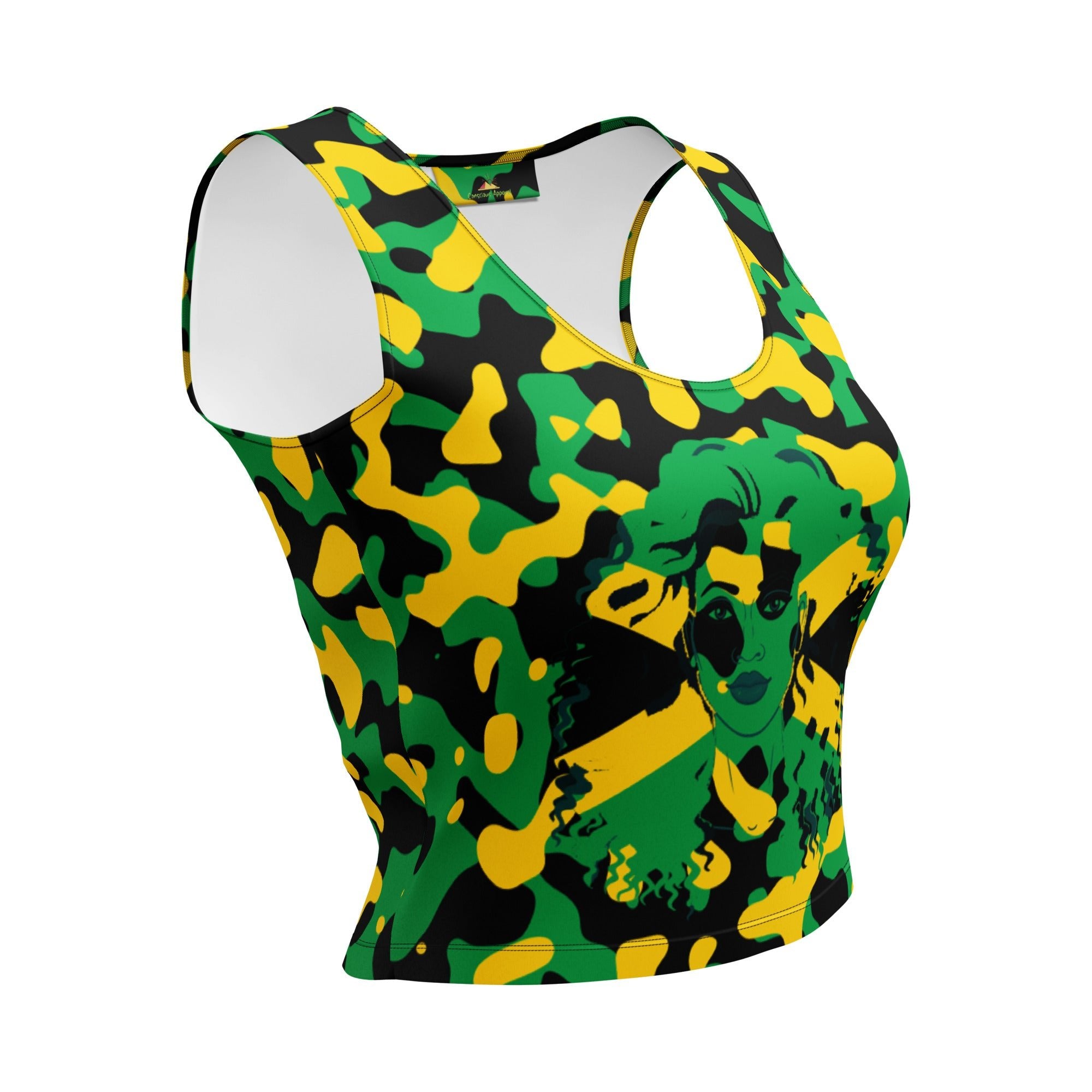 Jamaica Flag Camo Crop Top - Conscious Apparel Store